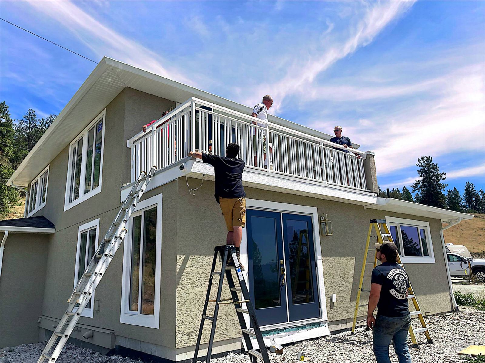 Finishing work on a second-storey addition